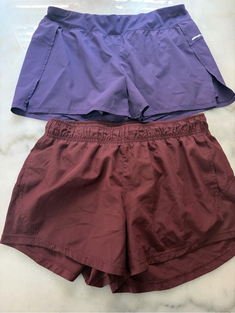 Athletic Works Women's Purple and Burgundy Athletic Shorts - 2 Pack